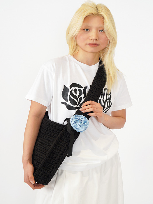 Black Crochet Cross Bag