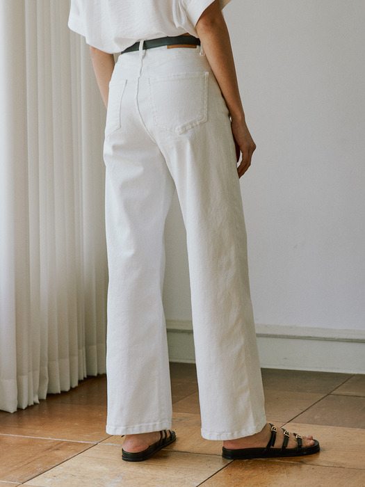 24 summer Basic straight semi-wide denim pants_Ivory