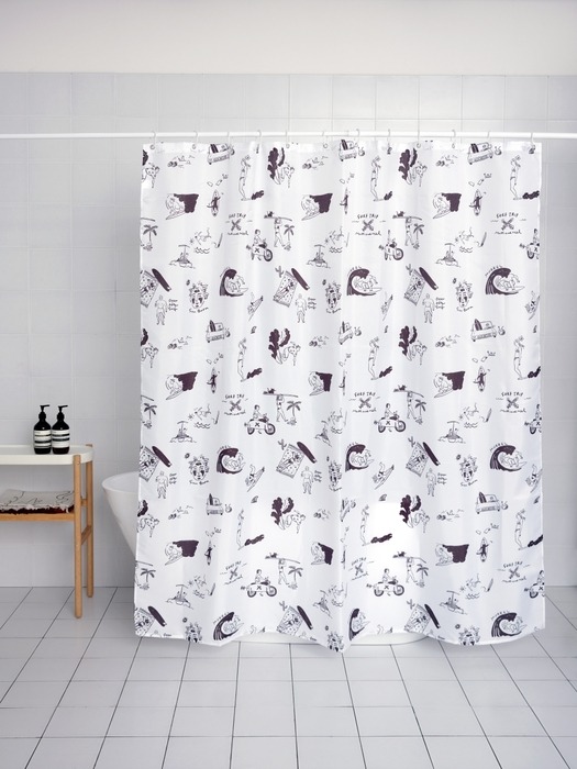 [Shower curtain] Surf Trip - White