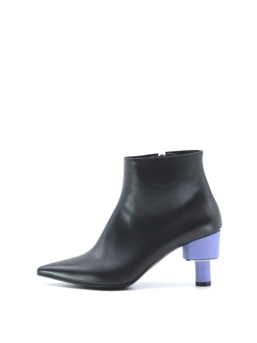 ODD HEEL 70 ANKLE BOOTS IN BLACK AND LILAC LEATHER