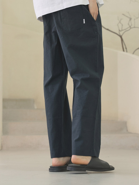 linen banding pants [regular fit]_navy