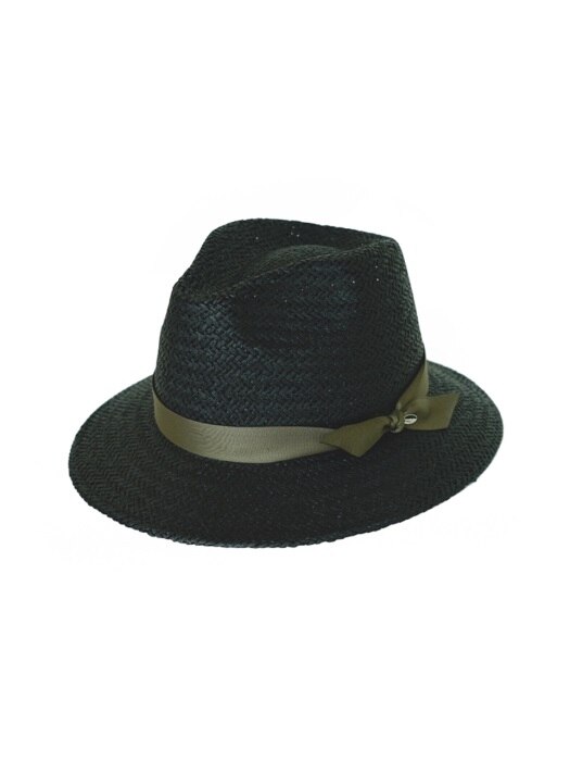 [UNISEX] basic mannish panama hat black (7 ribbon color)