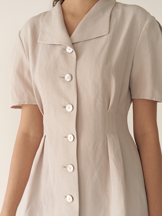 LINEN SLANT COLLAR DRESS_3COLOR