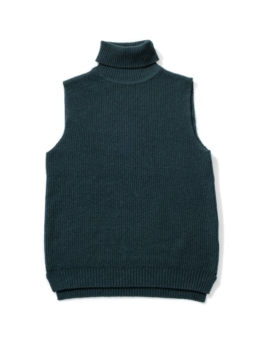 Wool80 Vest Turtle neck Knit - Khaki