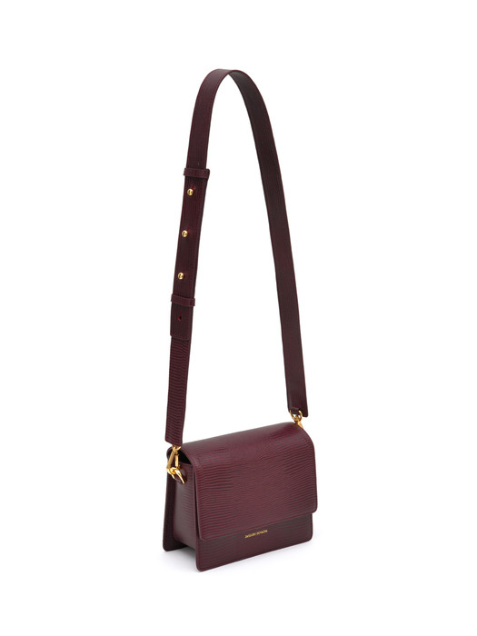 Mini Bold Chain Bag in Lizard Deep Burgundy