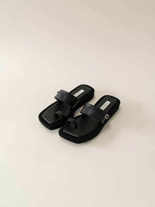 [ESSENTIAL] Mini Buckle Sandals Black