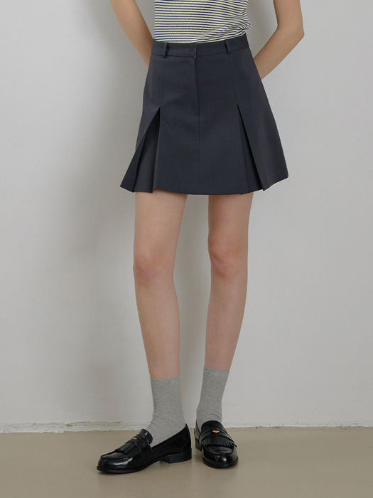 Tencel One Tuck Pleated Skirt [CHARCOAL]