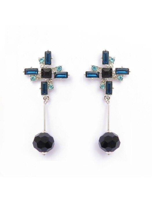 cross blue drop earrings