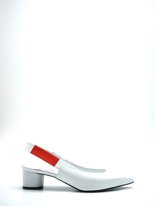 40 LOW HEEL SLING BACK IN THREE PRIMARY COLORS AND WHITE LEATHER 