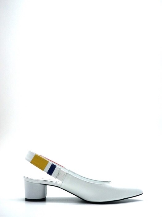 40 LOW HEEL SLING BACK IN THREE PRIMARY COLORS AND WHITE LEATHER 