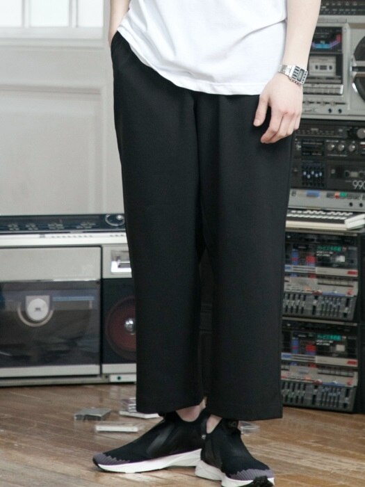 LINEN STRING PANTS BLACK