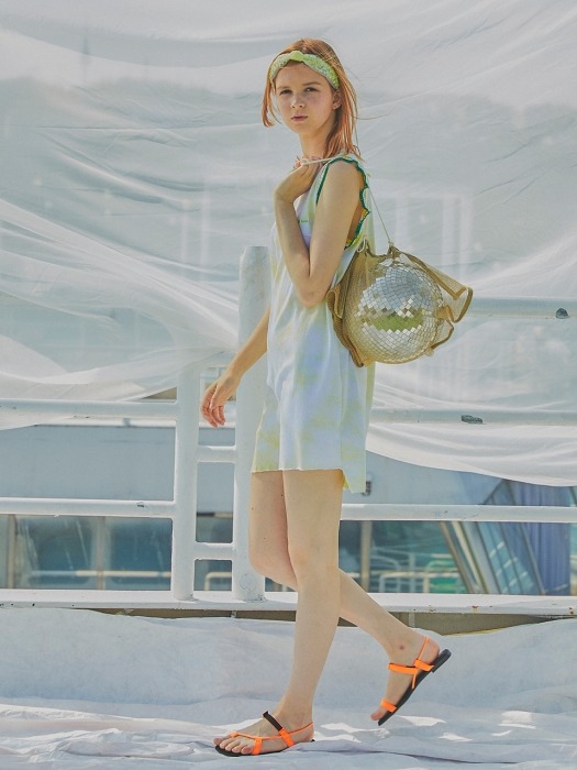 Water Print Shibori Sleeveless Dress_Yellow