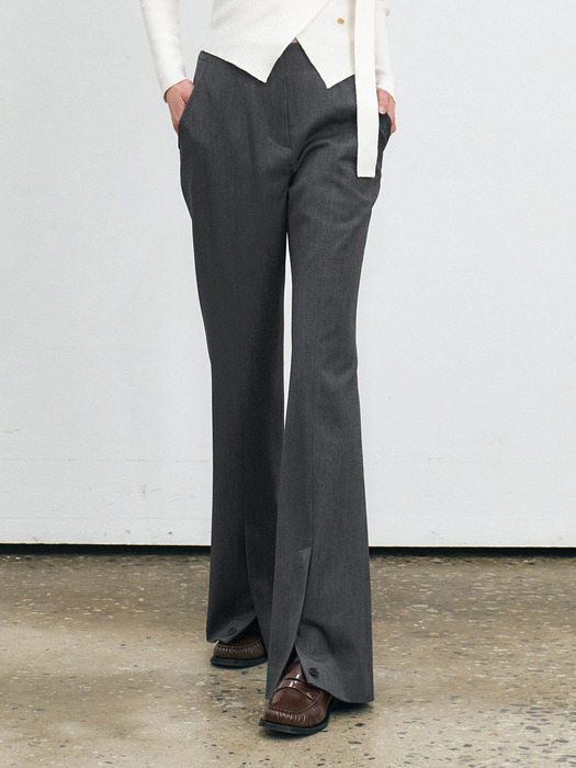 FRONT SLIT WOOL TAILORED PANTS [3COLORS]