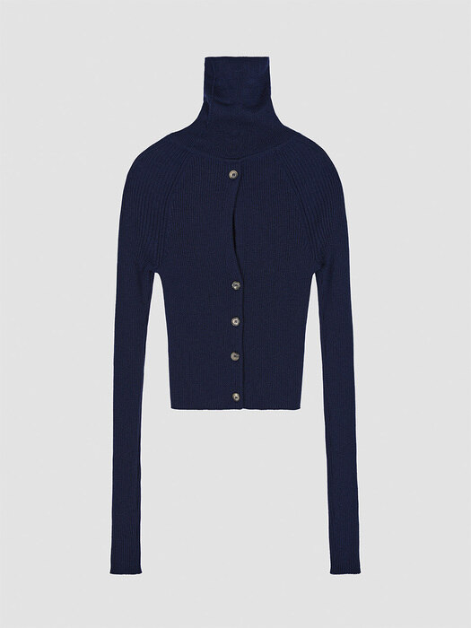 SIGNATURE OPEN BACK DETAIL ROLL NECK SWEATER (NAVY)