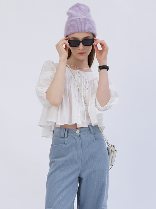 23 Spring_ Ivory Flare Blouse