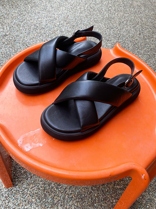 Aria Flatform Sandals Leather Black