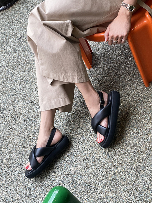Aria Flatform Sandals Leather Black