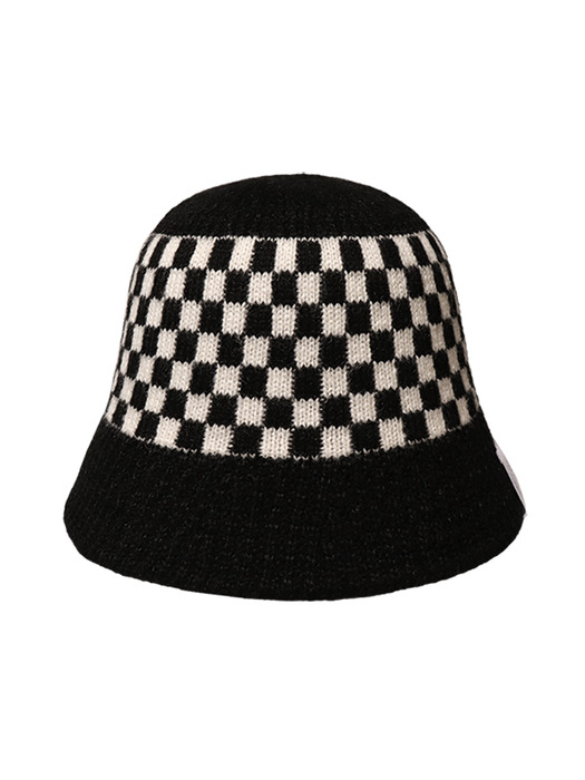 CHESSBOARD BLACK BUCKET HAT