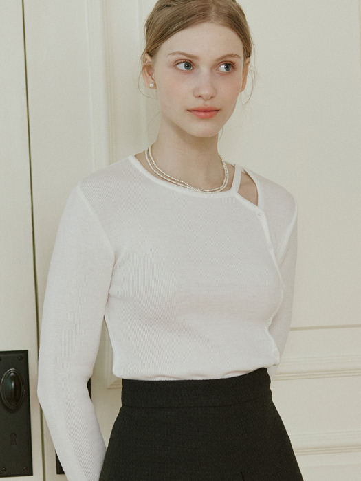 Cut Out Knit Top - Ivory