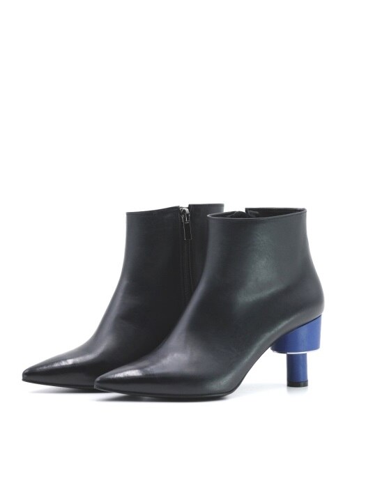 ODD HEEL 70 ANKLE BOOTS IN BLACK AND COBALT BLUE LEATHER