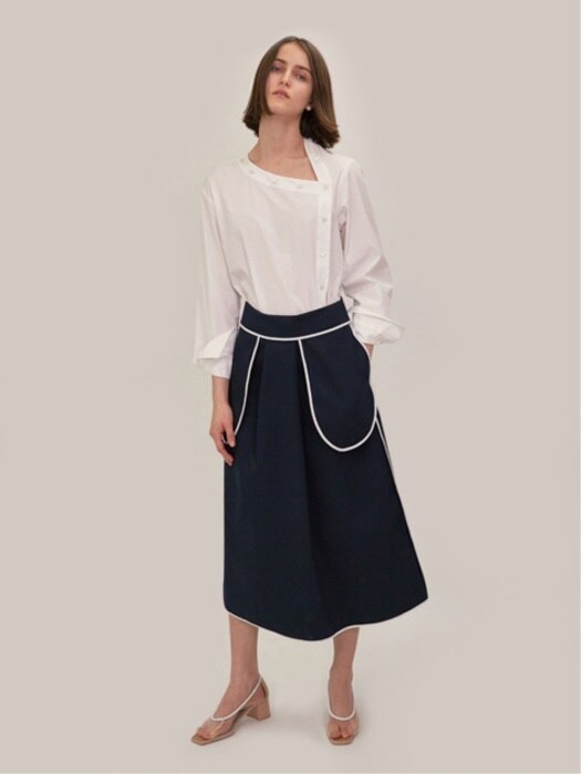 18SS CONTRAST PIPING POCKET SKIRT