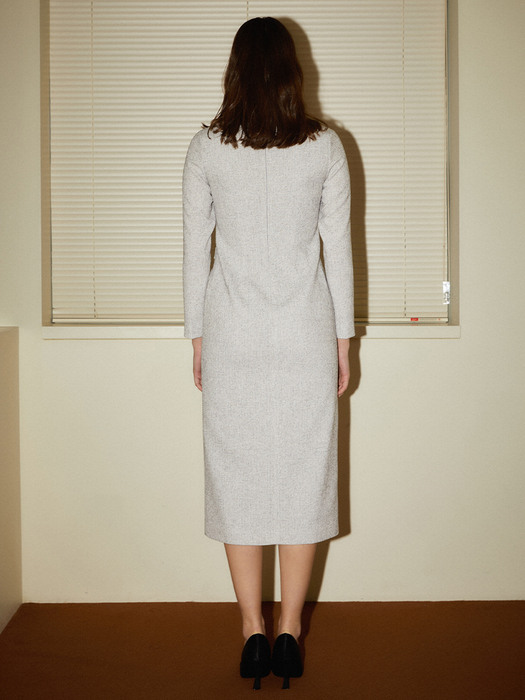 Contrast Yarn Midi Dress_Silver