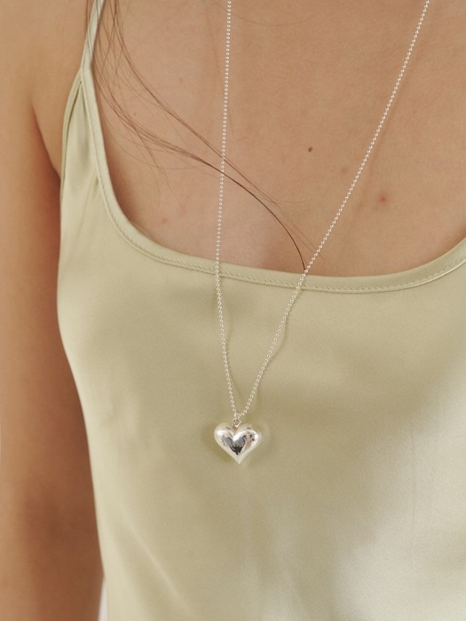 [Silver] Plump L Heart Necklace