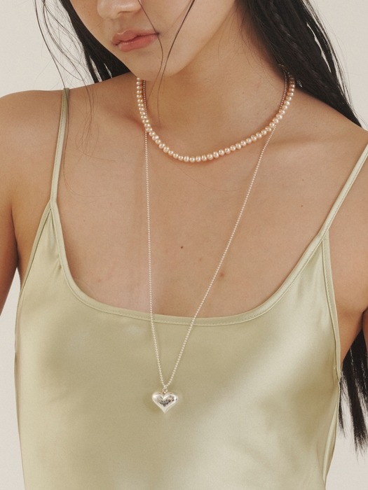 [Silver] Plump L Heart Necklace