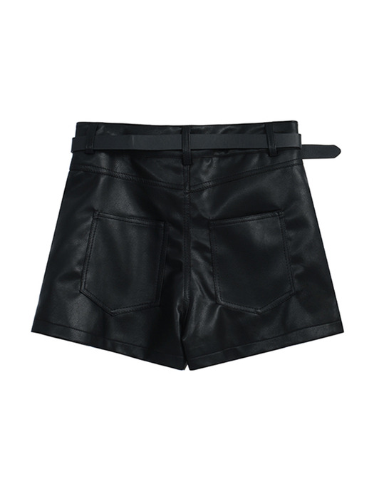 Belted Leather Culotte Pants Skirt