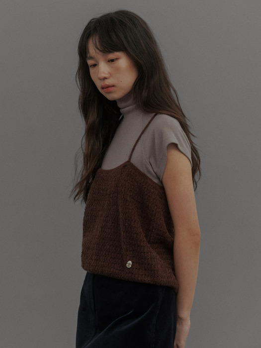 Spangled Bustier Knit Top (Brown)