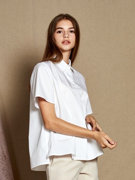 Short sleeve Button Blouse_ White