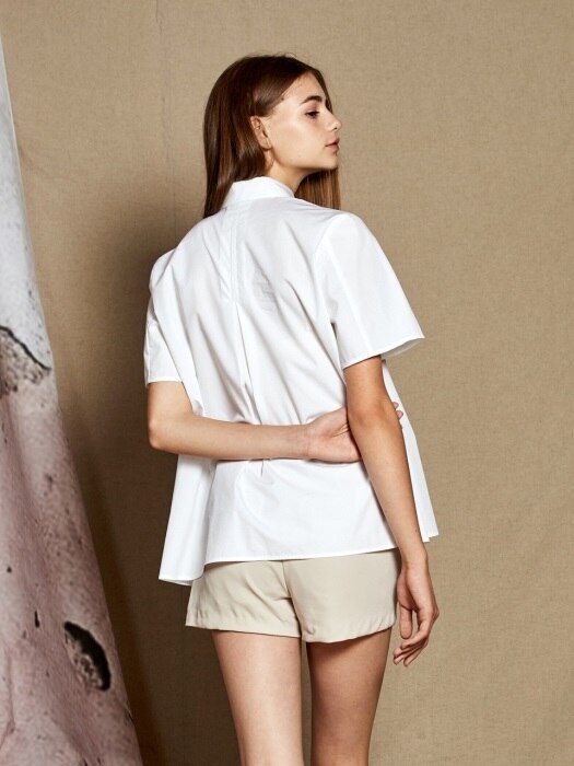 Short sleeve Button Blouse_ White