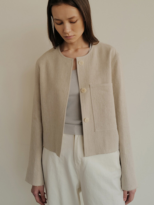 Linen cropped jacket(beige)