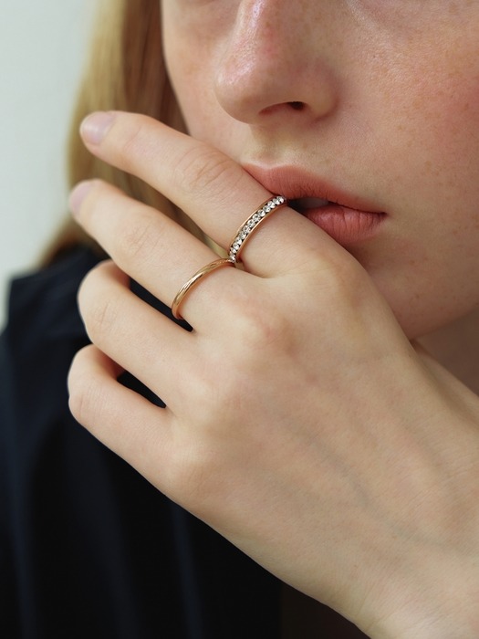 [Surgical_2 SET] Cubic Rosegold Rings