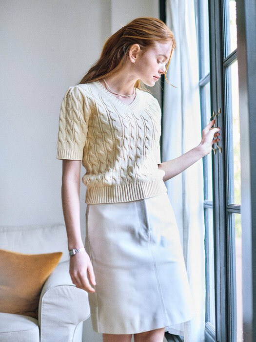 Cotton Midi skirt_2color