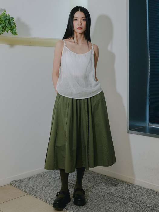 Divided Flare Khaki Skirt