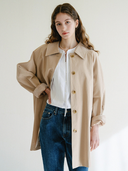 Kayla Trench Half Coat_Beige