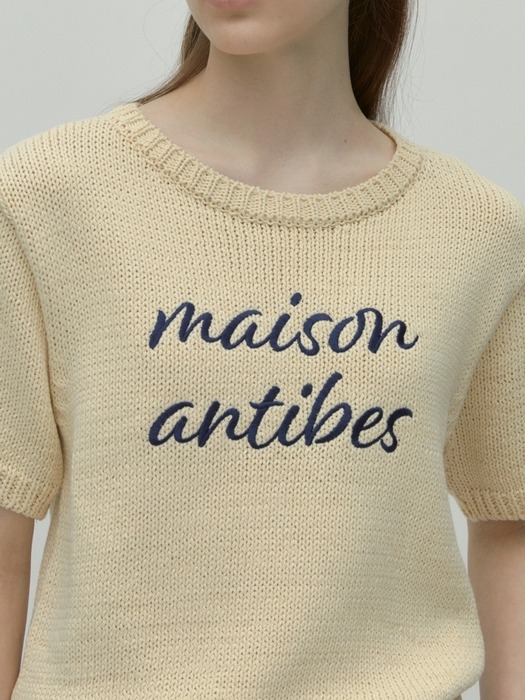 lettering short sleeve knit - butter