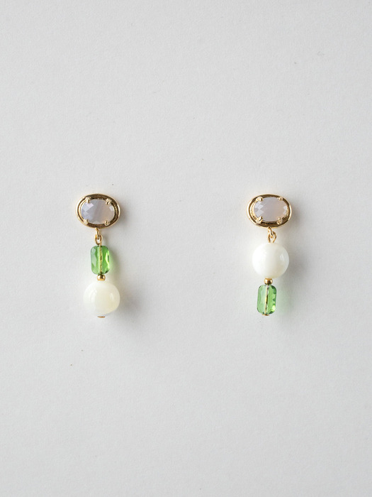 Color crystal and gemstone drop earring