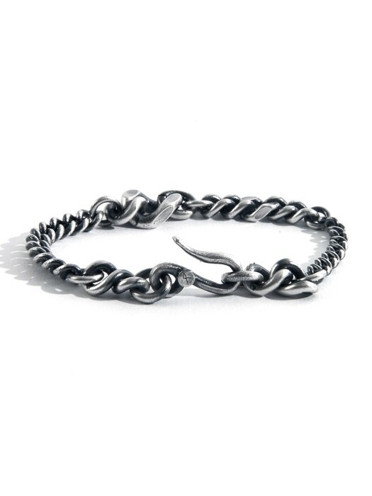 SILVER MIXED LINKS MAIN CHAIN BRACELET