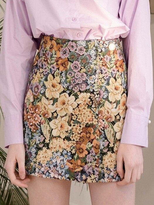 monts600 floral jacquard skirt