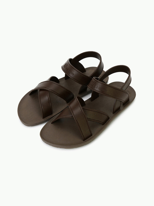 MC06 Cross Sandal, Brown-Chcolate