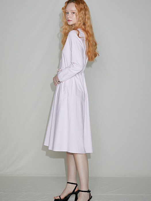  Oxford Long Flare Dress_Pink