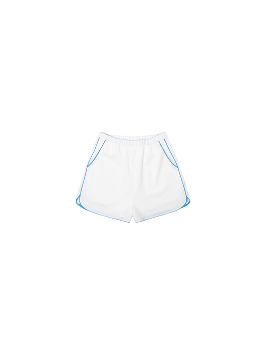 SIPT7044 color line summer banding pants_White