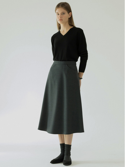 Flared wool skirt (Grey)