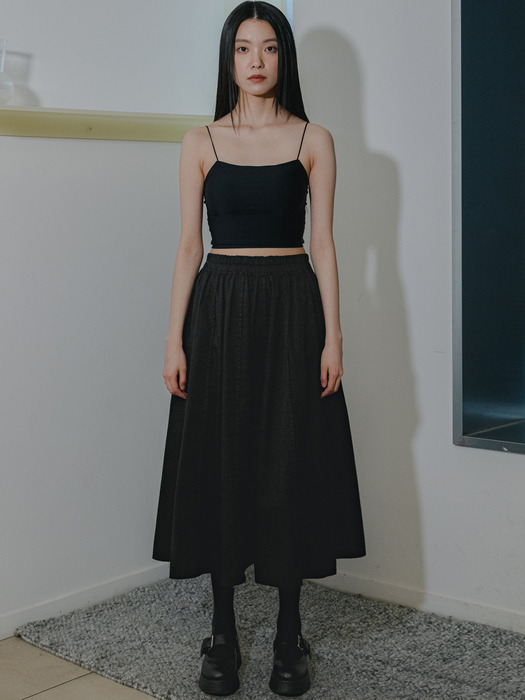 Divided Flare Black Skirt
