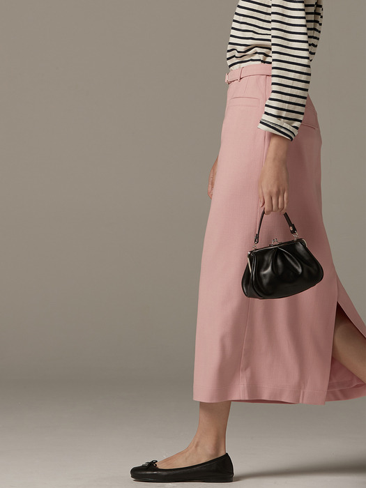 H-line belt skirt - Pink