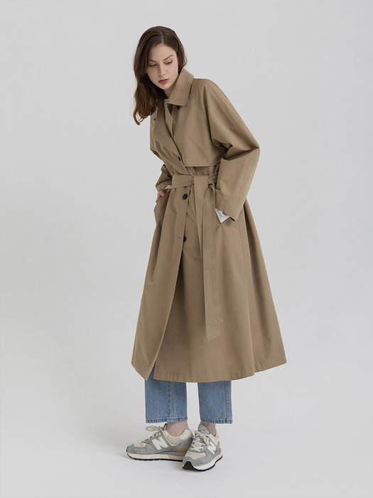 Cotton Hooded Trench Coat (beige)