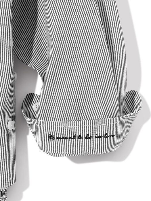 Side slit Stripe Cotton Shirt S139 Black