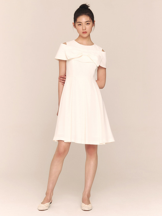 Jessica / Shoulder Slit Ribbon Mini Dress(3color)
